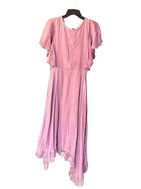 Mia Joy Lakynn Dress Rose Petal Pink S Asymmetric Hem Lace Detail $128 Retail
